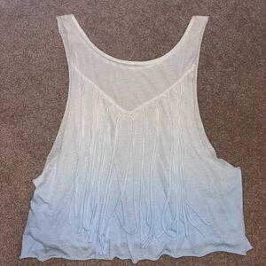 Hollister Blue and White Pleated Sleeveless Tank Top